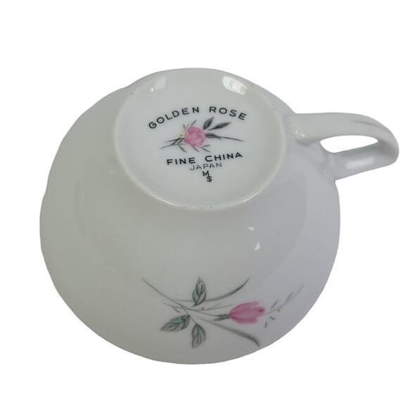 Vintage Golden Rose Flower Gold Rim Fine China Japan Teacup Saucer Set - Picture 4 of 7